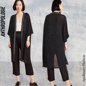 ANTHROPOLOGIE BY BLANK THE ARTIS BEADED KIMONO IN BLACK NWT OS
